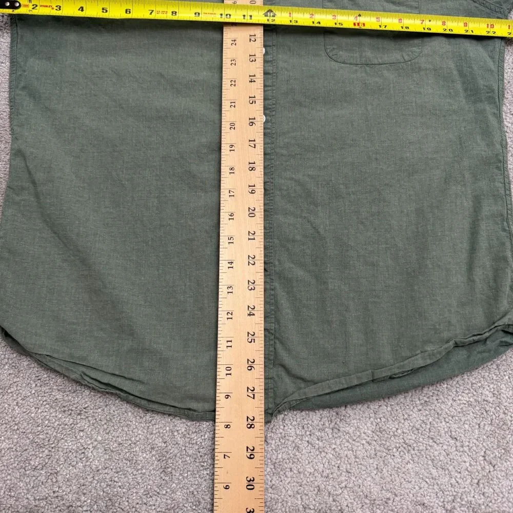 J.Crew Slim Fit Long Sleeve Button Down Shirt Large Olive Green Washed Cotton
